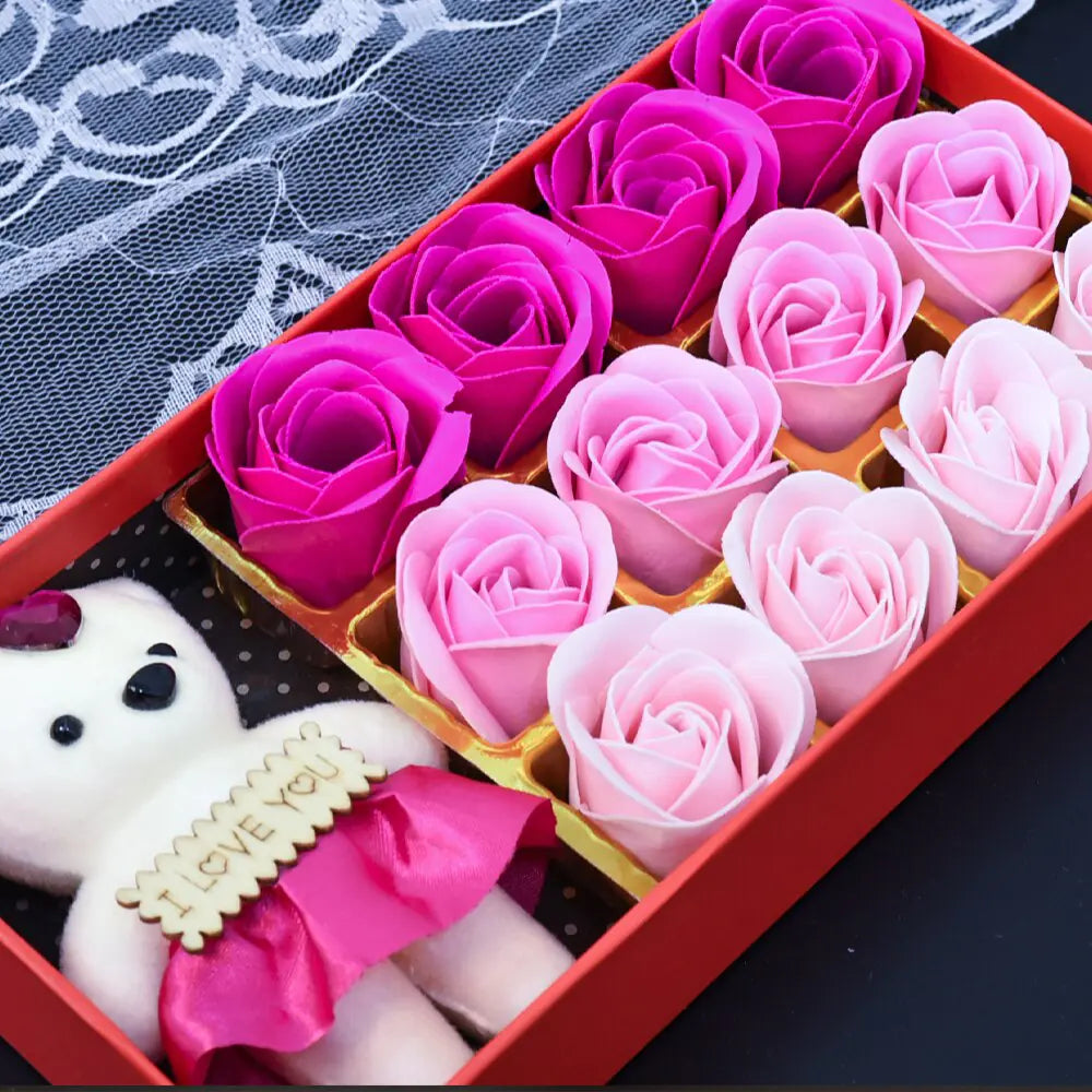 Coffret Cadeau Rose Savon Fleur