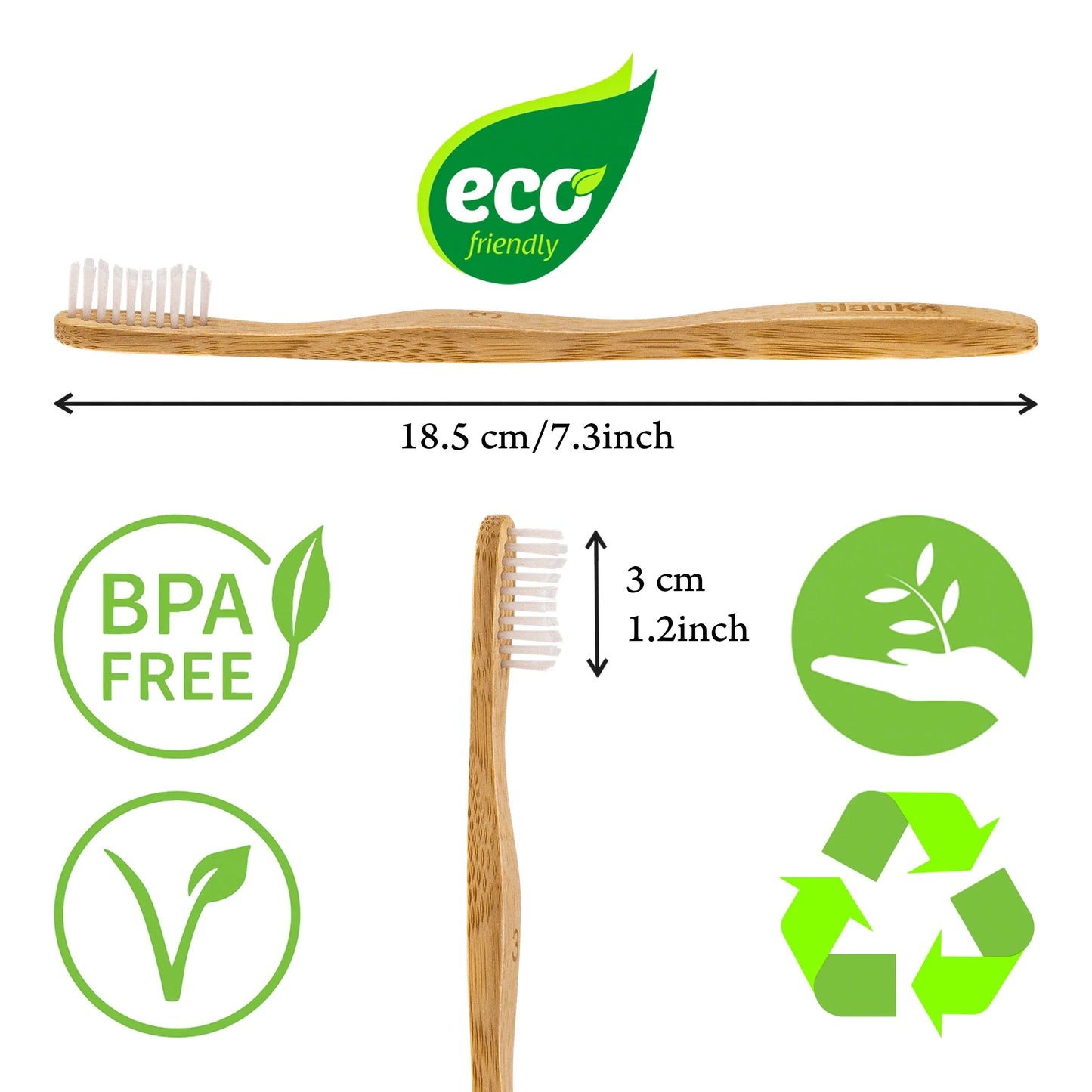 Lot de 5 brosses à dents en bambou - Brosses à dents en bambou à poils moyens  - Brosses à dents en bois naturelles, écologiques et biodégradables